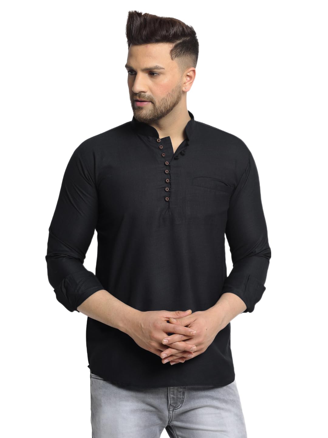 Jompers Mens Cotton Solid Kurta