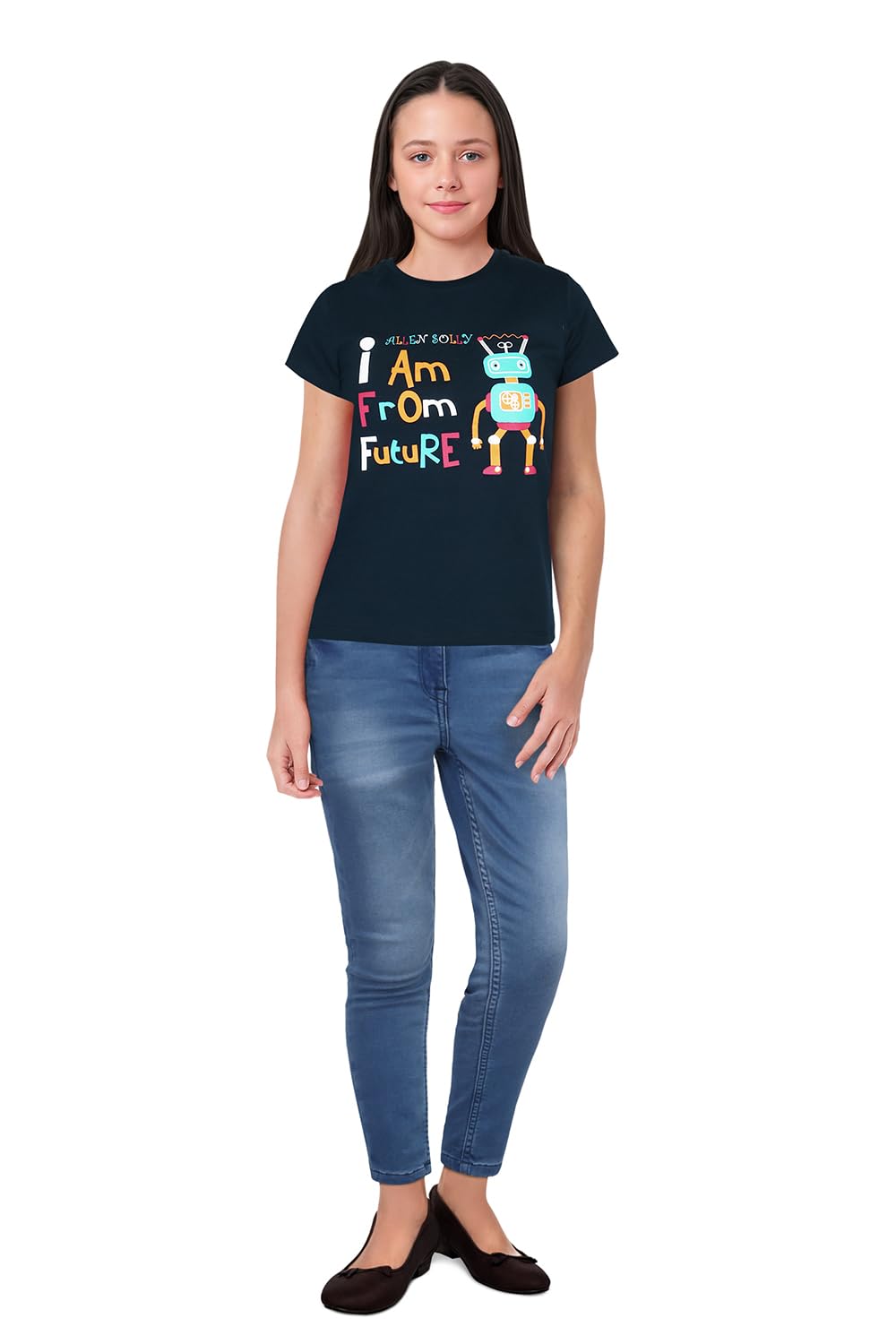 Allen Solly Girls Regular Fit Printed Graphic Casual Short Sleeve T-Shirt