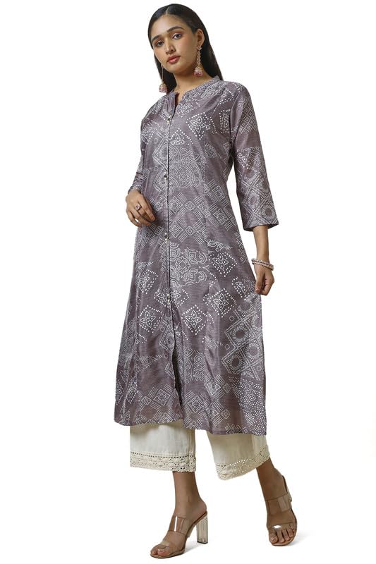 Soch Womens Earth Art Silk Bandhani Print Kurta with Beads