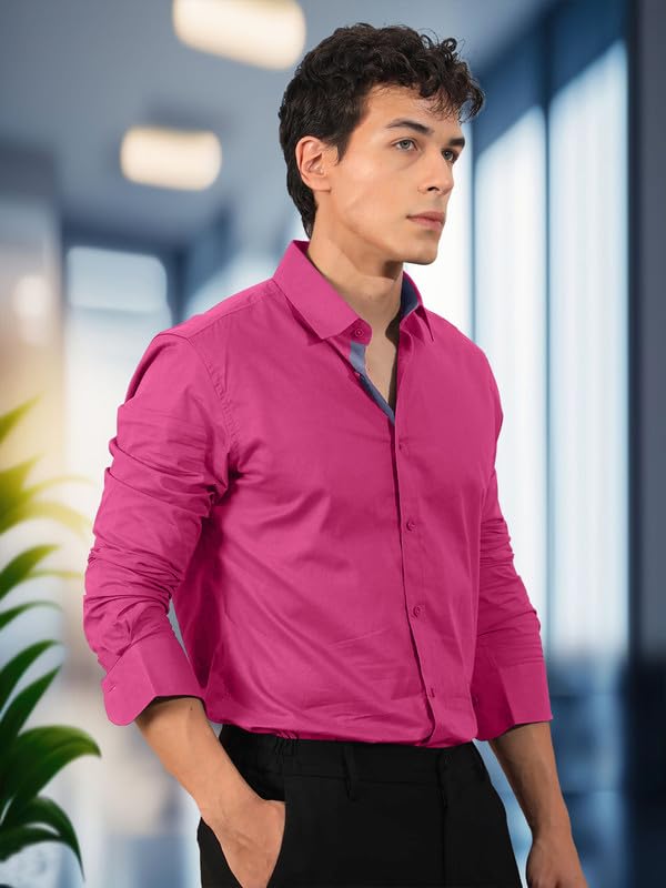Pinkmint Cotton Soild Combo Men Shirt Formmal Wear Office Wear Regular Fit Shirt Pink-White