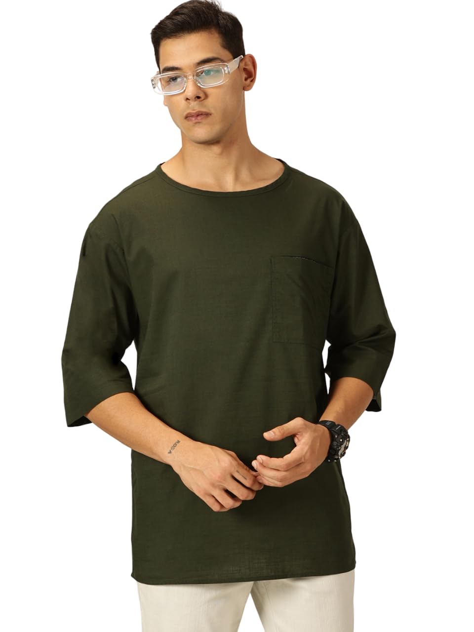 Thomas Scott MenS Linen Relaxed Shirt (Ts1525_Olive
