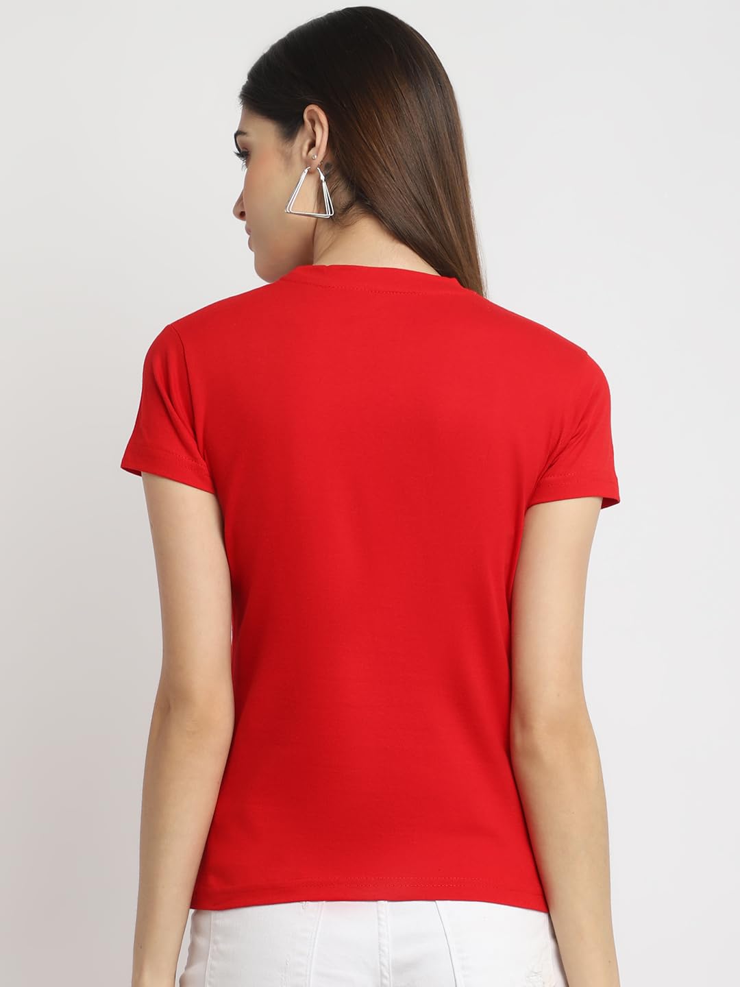 Preneum Womens Cotton Regular Fit Trendy & Latest Graphic Stylish Printed Short Sleeves Casual & Regular T-Shirt, Imperial Red,