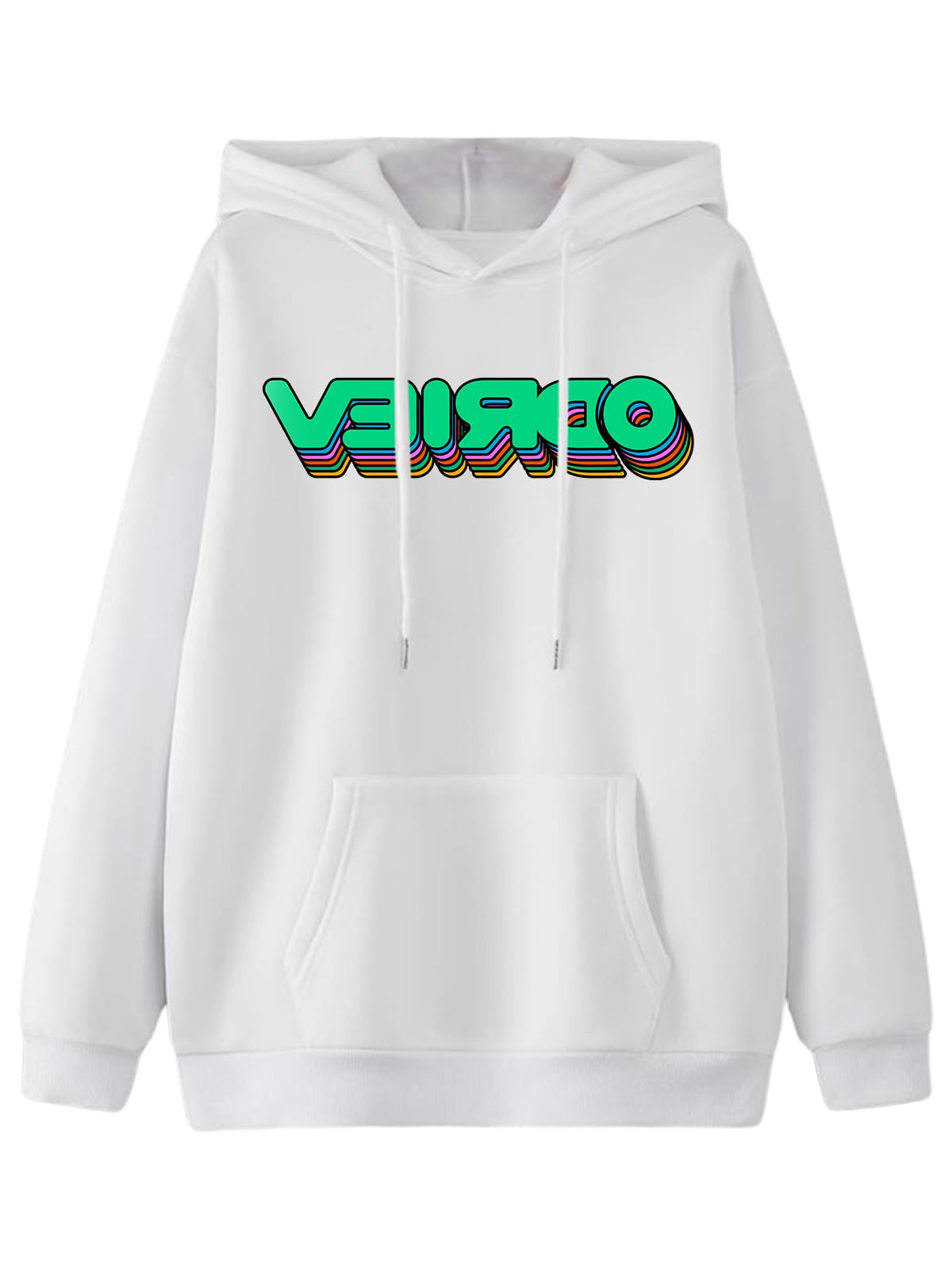 Veirdo Mens Cotton Fleece Regular Fit Full Sleeve Hoodie Front Logo Printed Hoodie