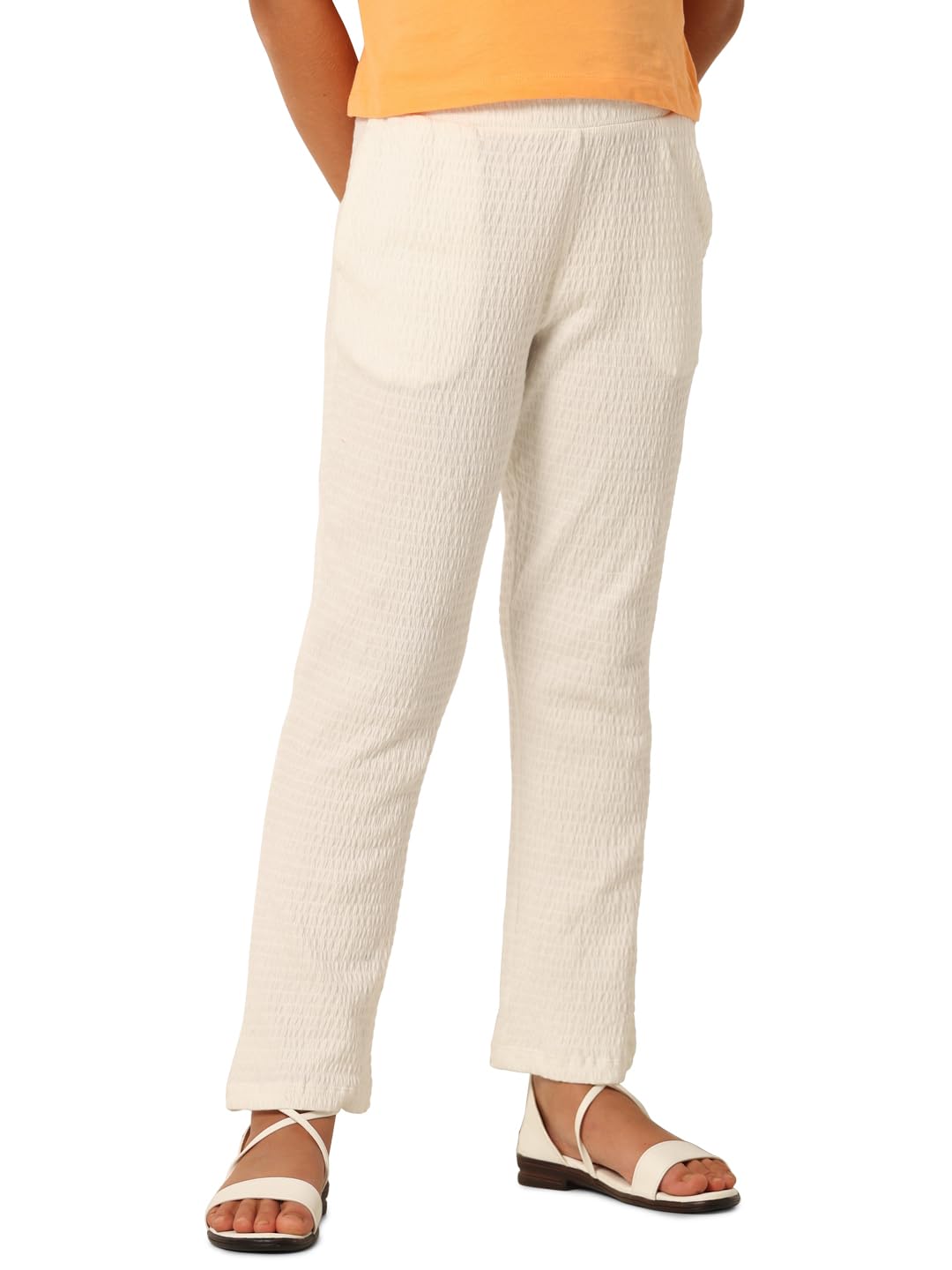 Vero Moda Girls Solid Bootcut Mid Rise White Casual Pants