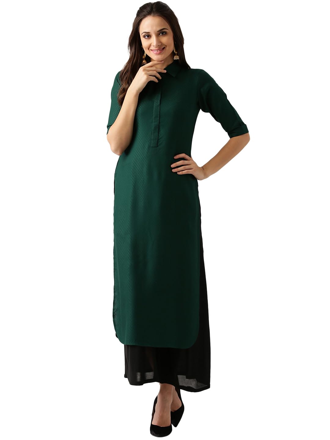 Libas WomenS Rayon Blend Printed Straight Kurta (4993_Green