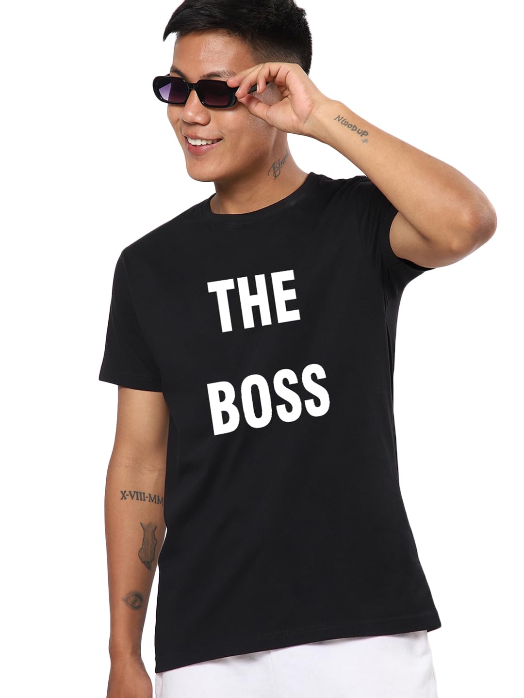Bewakoof Men Typography Regular Fit Half Sleeve Round Neck Cotton T-Shirt_661940_Black_XL