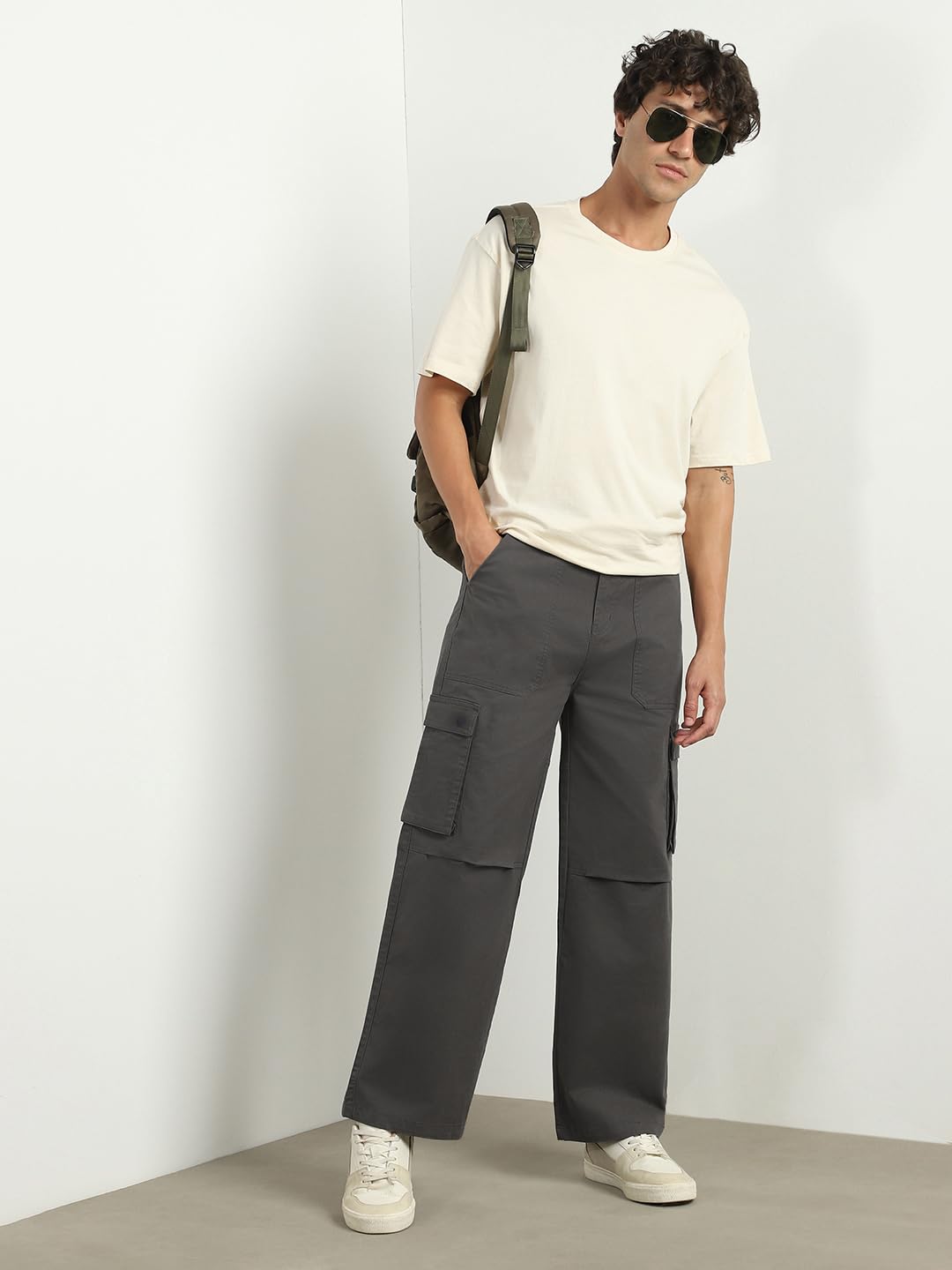 Nobero MenS Loose Pants (1M-Bwcp-R0005_Charcoal Melange