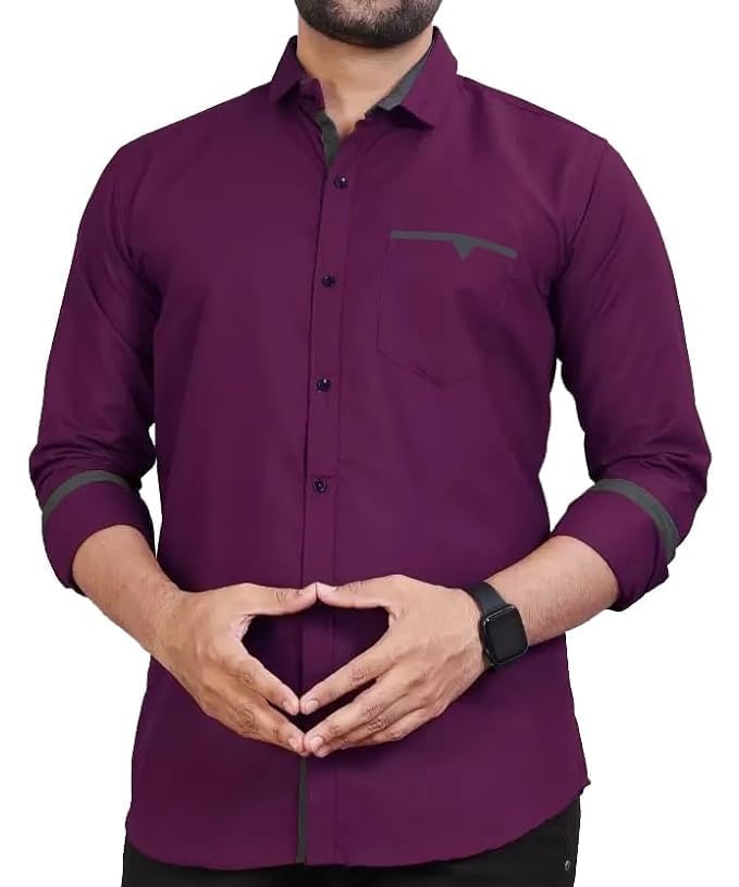 CB-COLEBROOK Mens Regular Fit Solid Soft Touch Cotton Casual Shirt with Pocket Design with Spread Collar & Full Sleeves (Availa