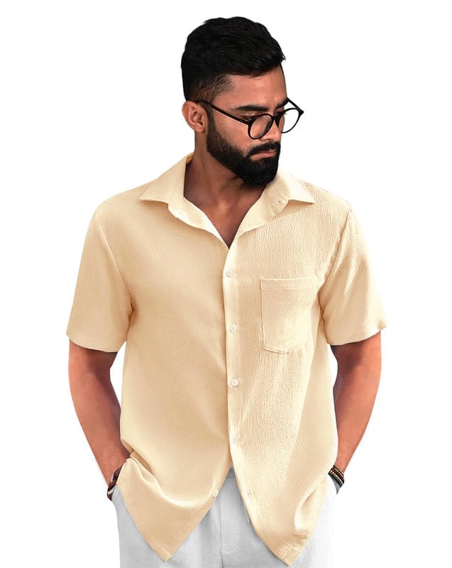 Tee Projekt Textured Shirts for Men || Casual Shirt for Men || Comfortable and Stylish for Every Wardrobe Beige
