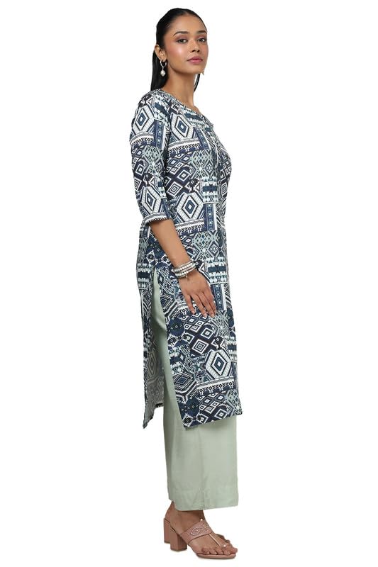 Soch Womens Blue Rayon Ethnic Motifs Kurta