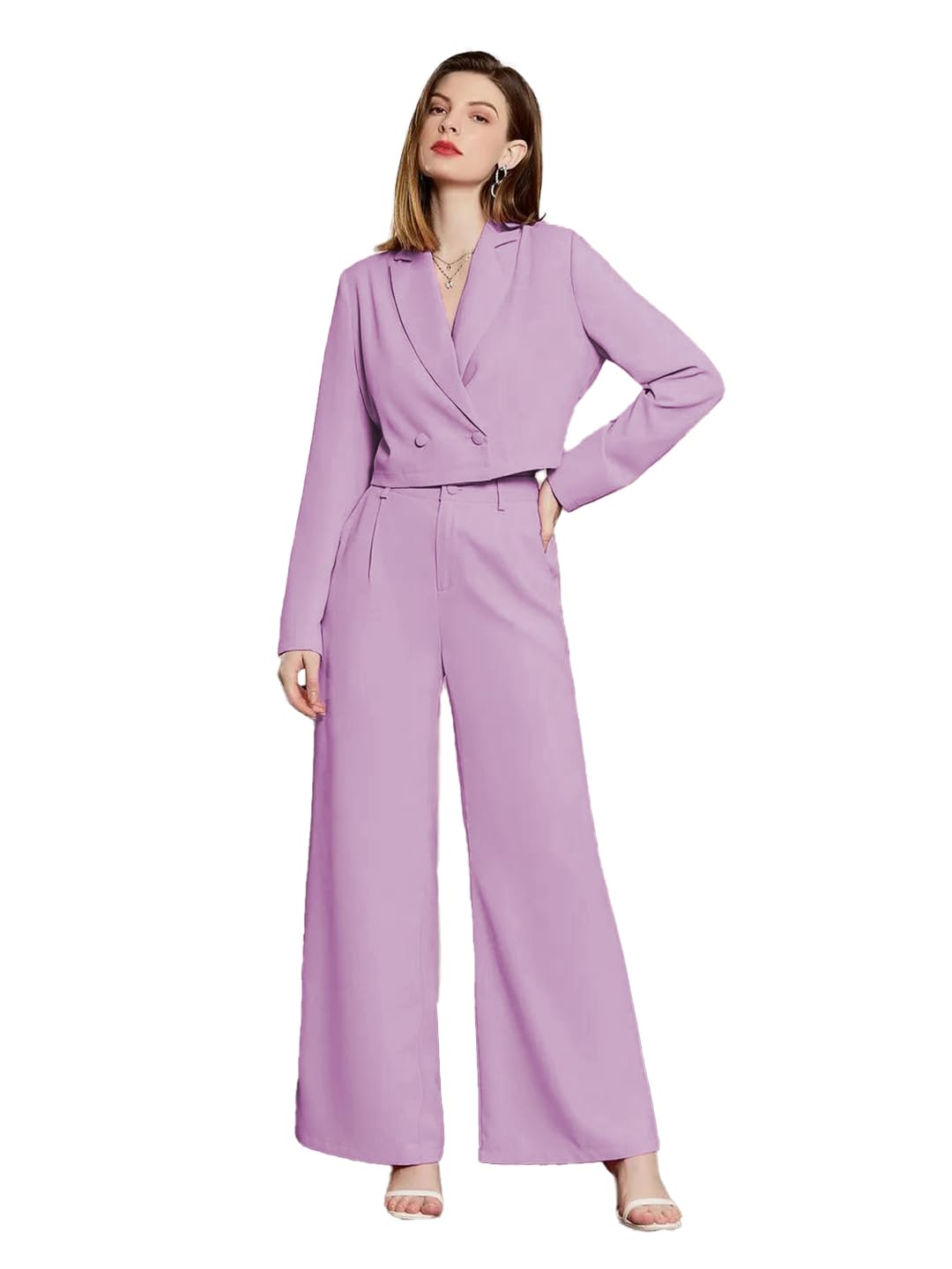 KOTTY Womens Co-ords Solid Dress Set Light Purple