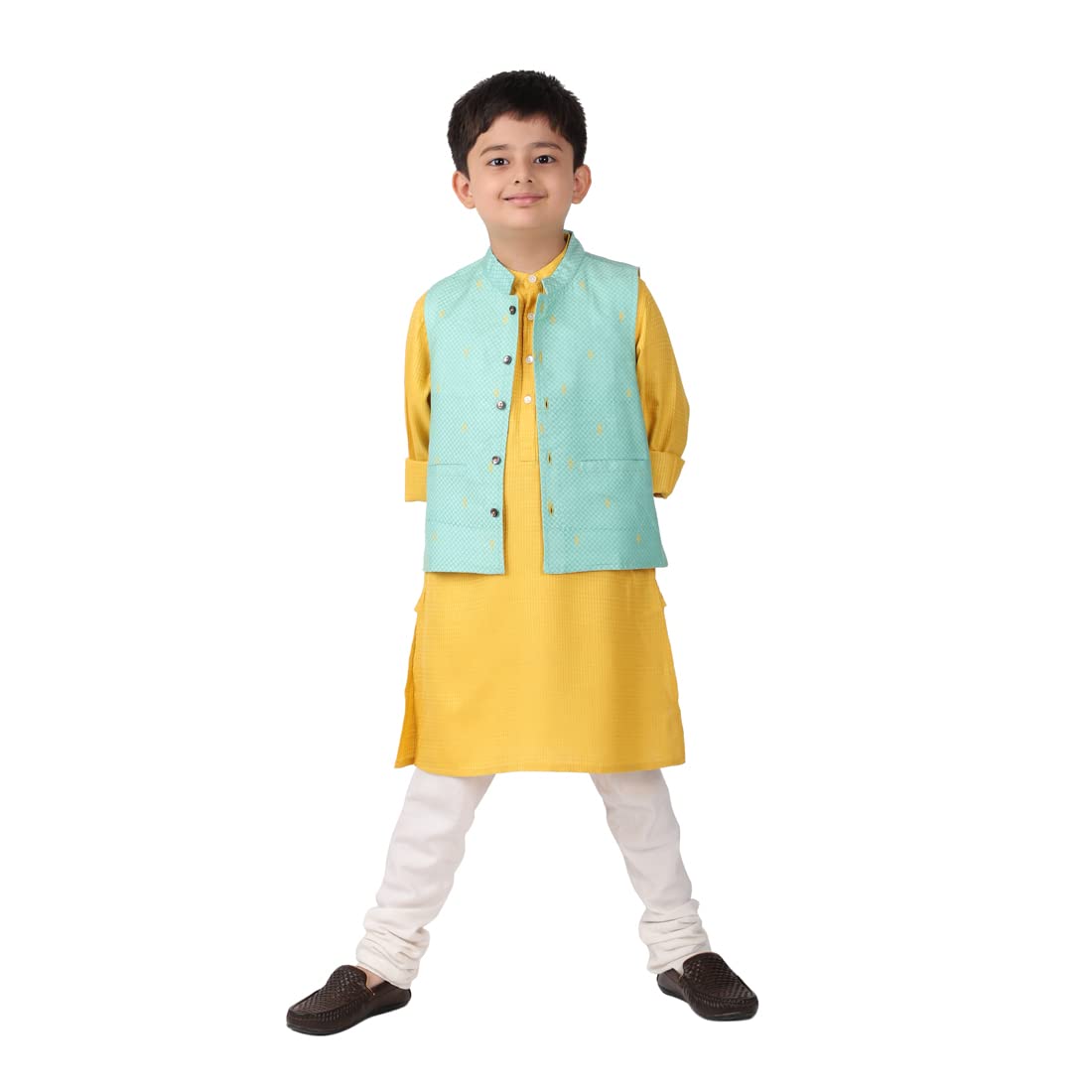 Fabindia Kids Silk Printed Nehru Jacket Viscose_6-8Y