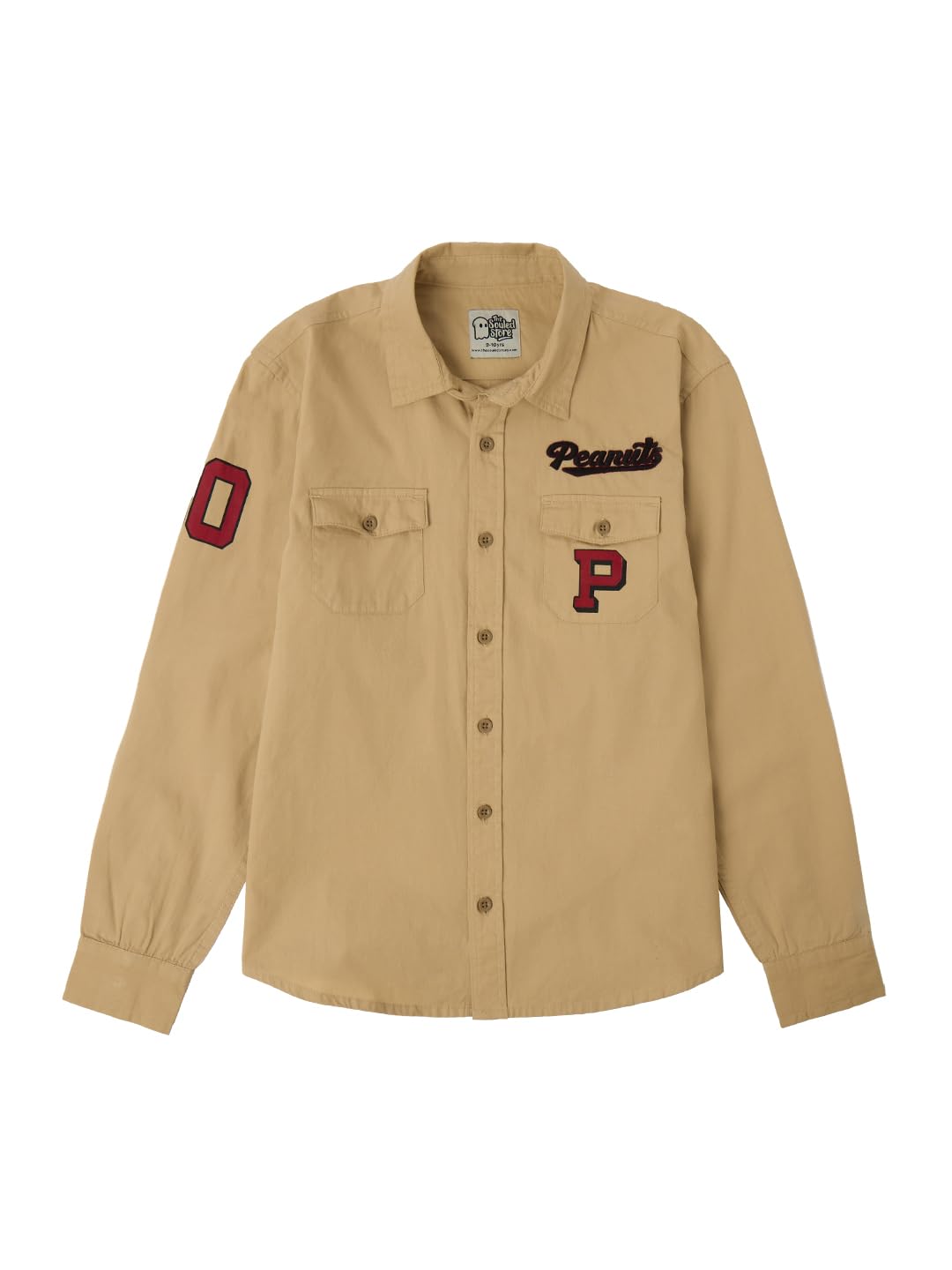 The Souled Store Peanuts: Good OlSnoopy Young Boys Cotton Long Sleeve Spread Collar Neck Button Front Regular Fit Shirts Beige