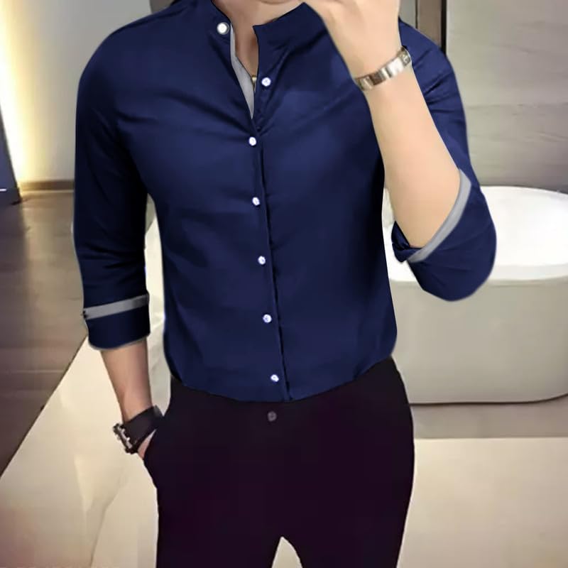Tee Projekt Mens Shirt Solid Cotton Long Sleeve Button Down Beach l Office l Home (Pack of 1)