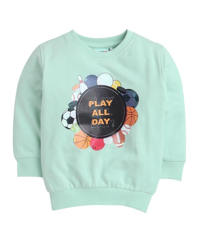 Bumzee Mint Green Boys Full Sleeves Sweatshirt Age - 12-18 Months (Peb8654D-Mgn)
