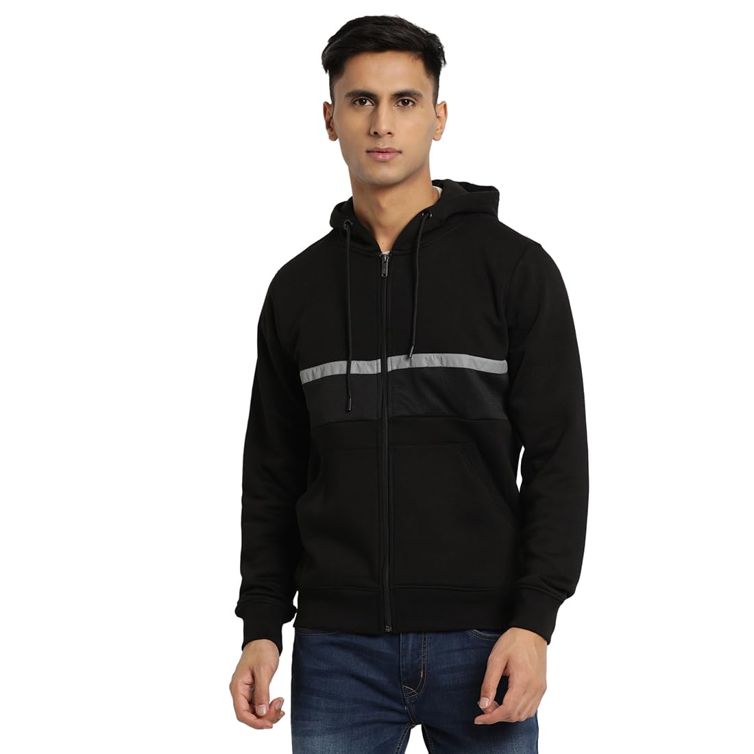 Turtle Men Poly Cotton Black Zipper Hooded Sweatshirt