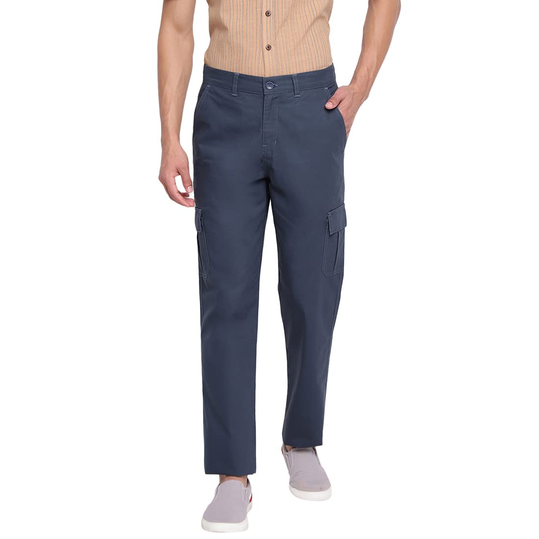 Fabindia Men Cotton Leisure Fit Pant Navy_38