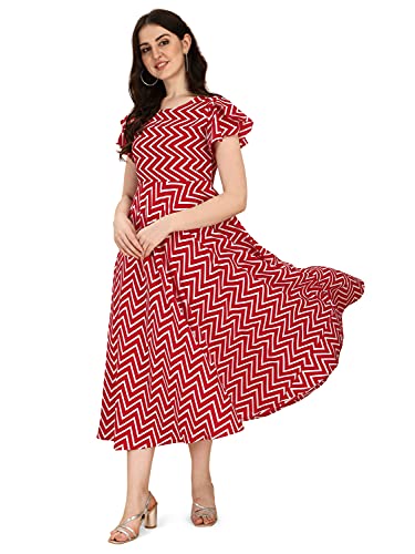OOMPH! Womens Western & Fusion wear Midi Dresses for Women, Beach, Red - md339