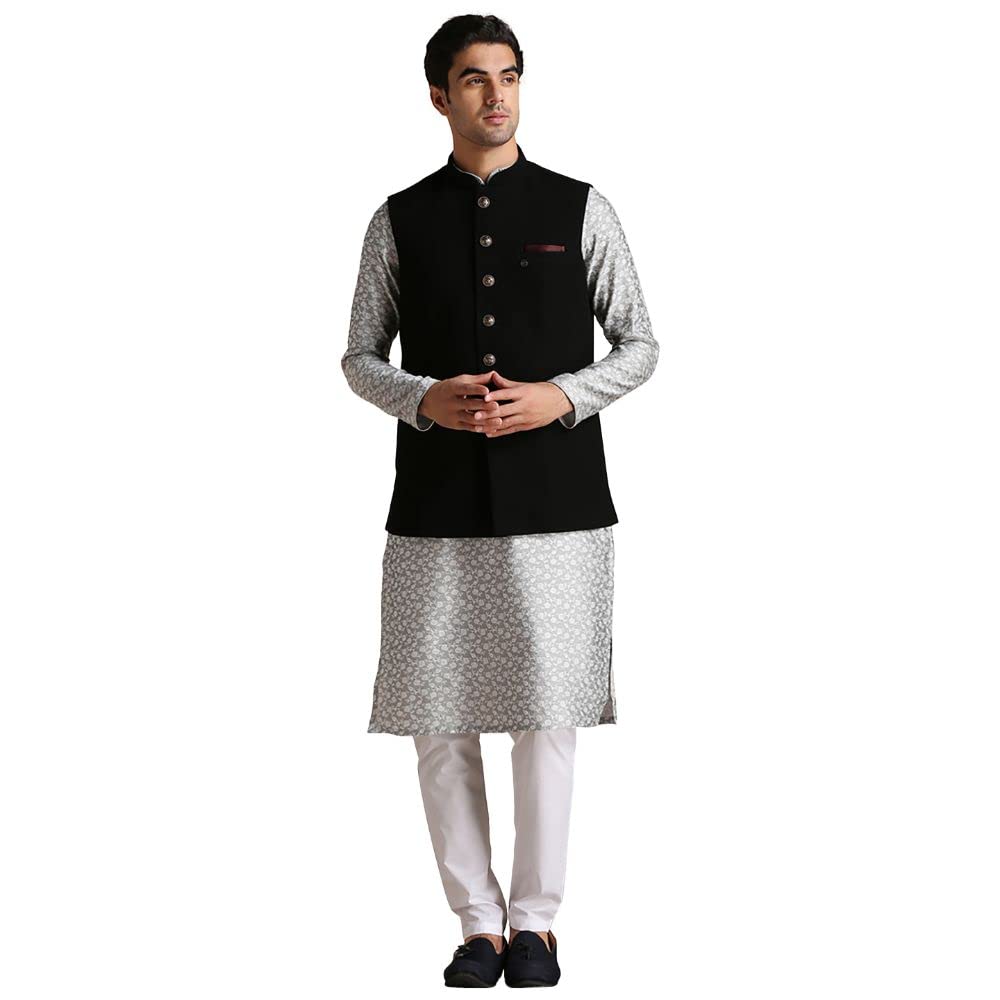 Manyavar MenS Nehru Jacket (Wc0210-310_Black