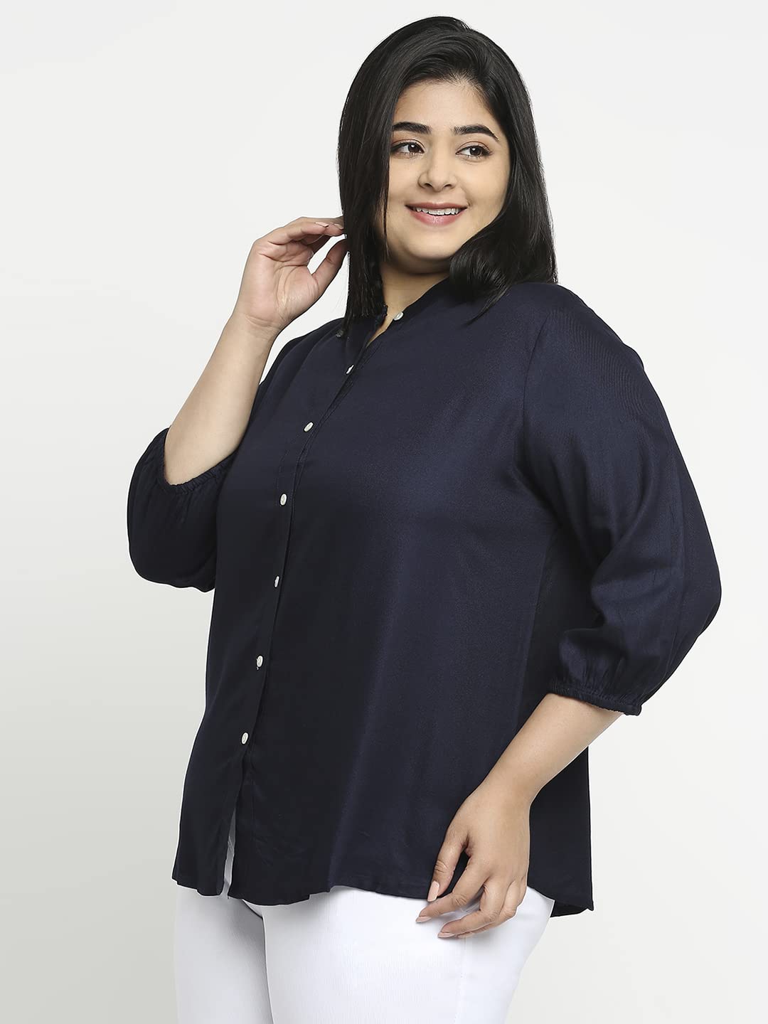 Style Quotient Plus Women Solid White Viscose Rayon Formal Shirt