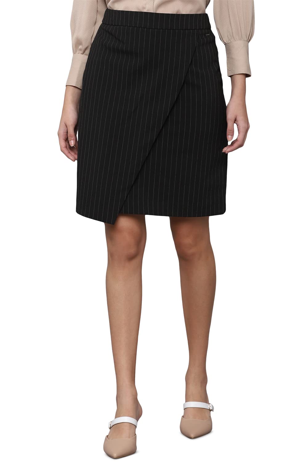 Allen Solly Women Regular Fit Striped Casual Polyester Skirt