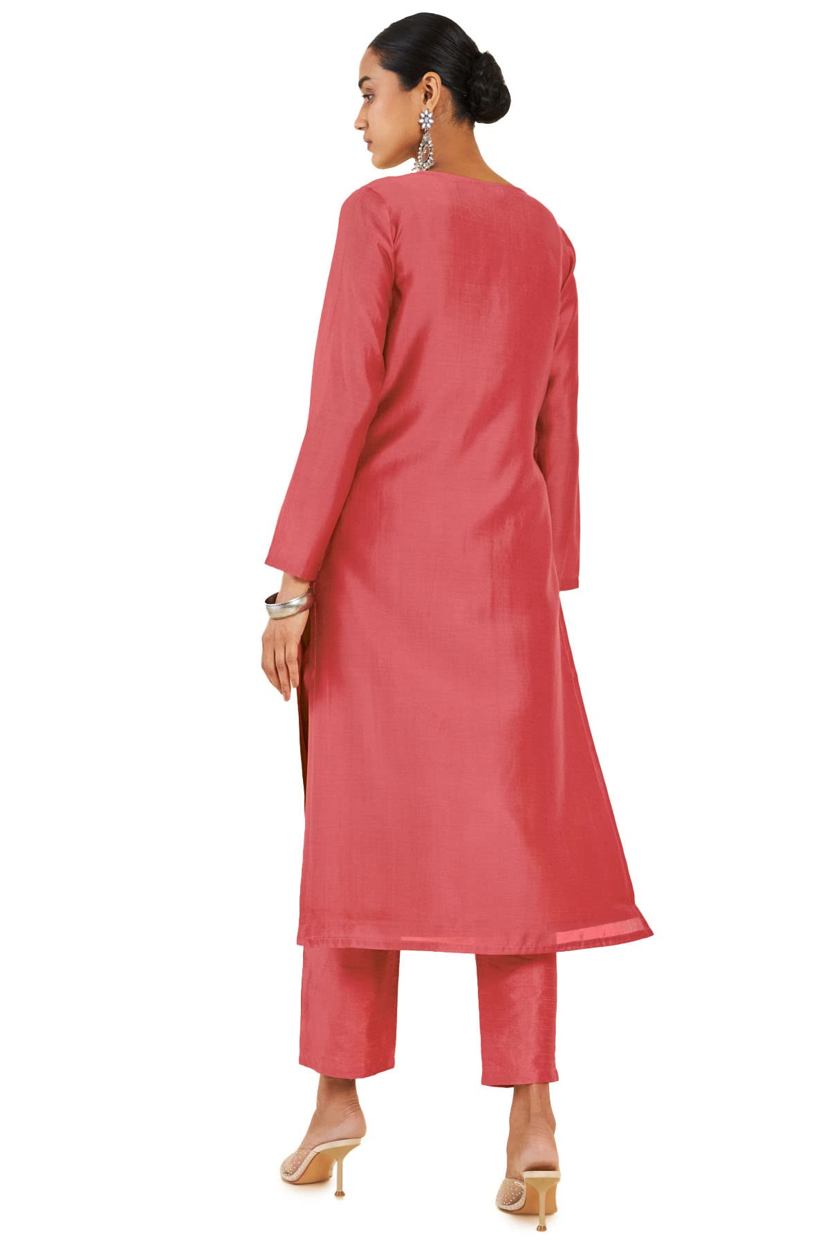 Soch Women Solid red Chanderi Kurta Set