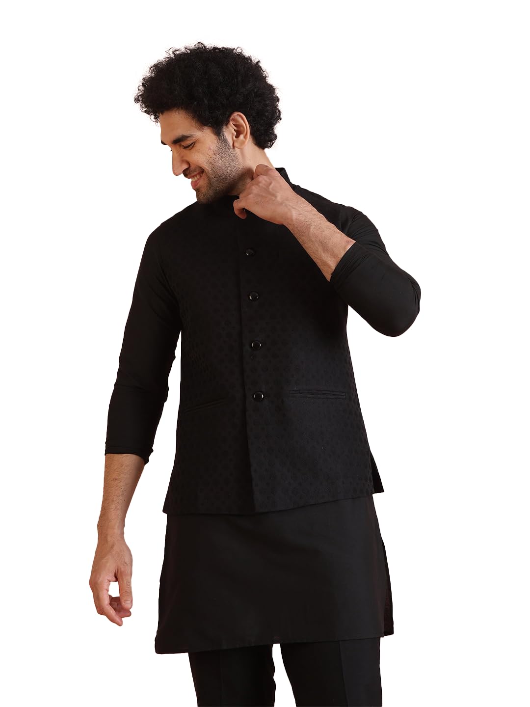 Kisah Nehru Jacket For Men Textured Cotton Blend Modi Jacket | Ethnic & Formal Waist Coat For Weddings, Parties & Office Wear,