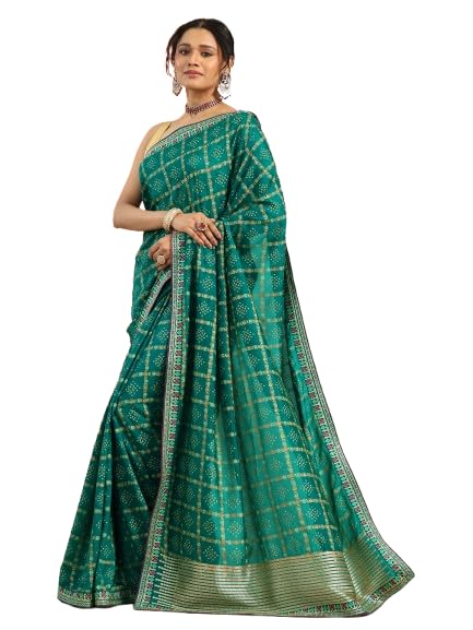 Libas Womens Printed Silk Blend Saree With Blouse Piece