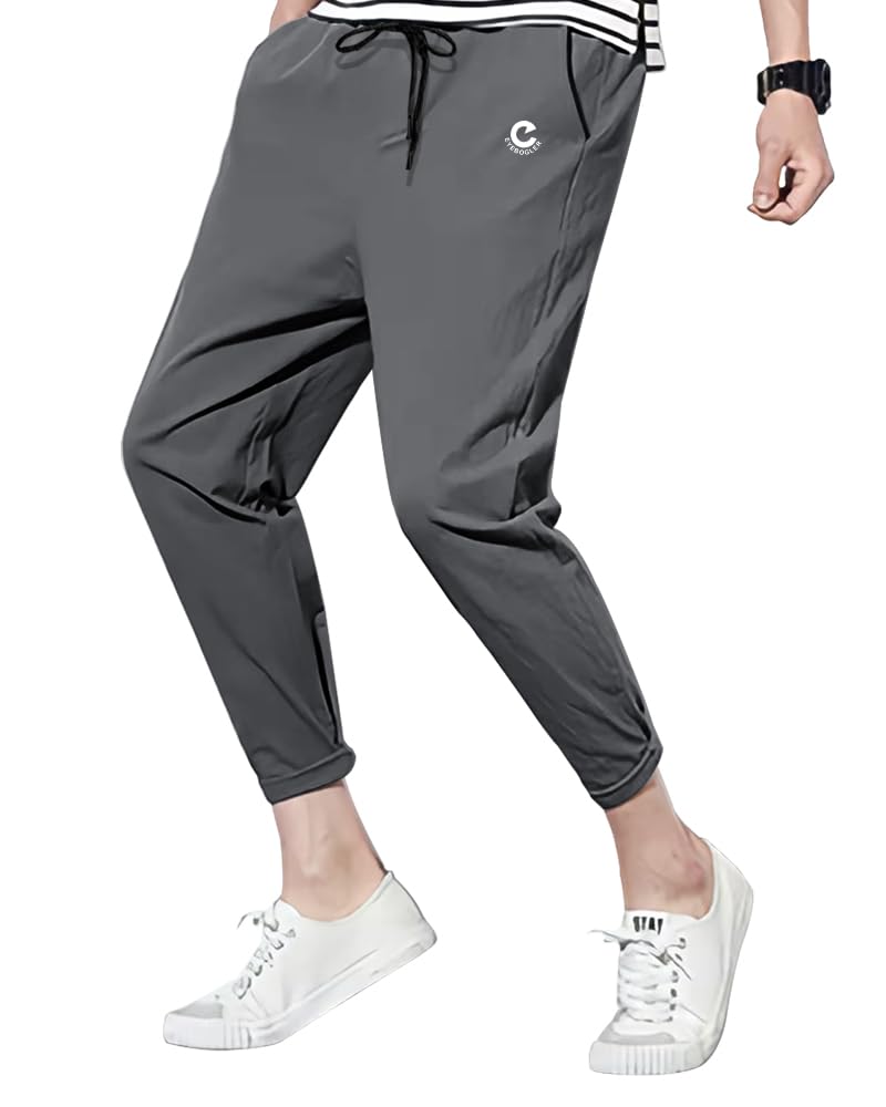 Eyebogler MenS Solid Brand Logo Track Pants Charcoal Grey