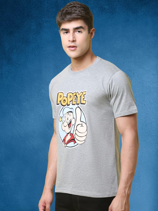 Pinkmint Combo T-Shirt for Men Cotton Blend Casual Half Sleeve T-Shirt l Active wear l Regular Home T-Shirt (Pack of 2) Grey-Blu