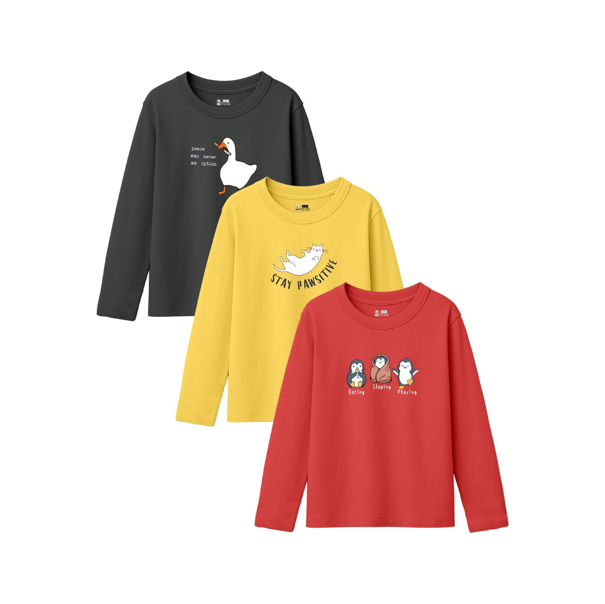 SHODOX Girls Cotton Blend Printed Regular fit Full Sleeve T-Shirt - (Pack of 3)