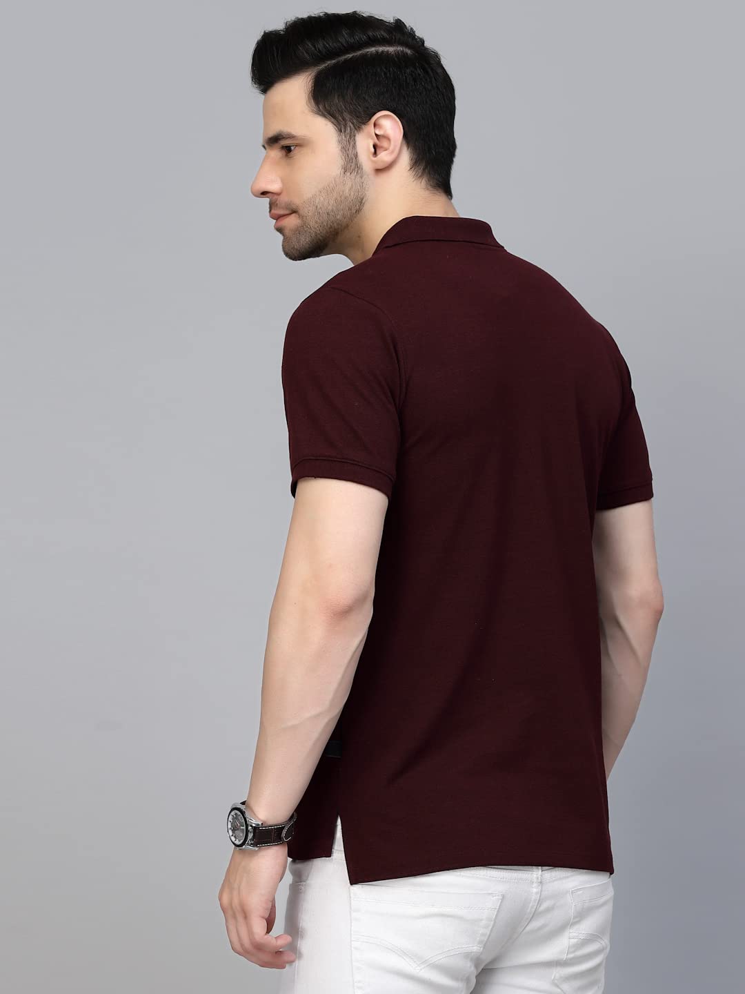 Rigo Half Sleeve Polo Neck T-Shirt for Men | Regular Fit, Solid Casual T-Shirts | Collar T-Shirts for Men Wine