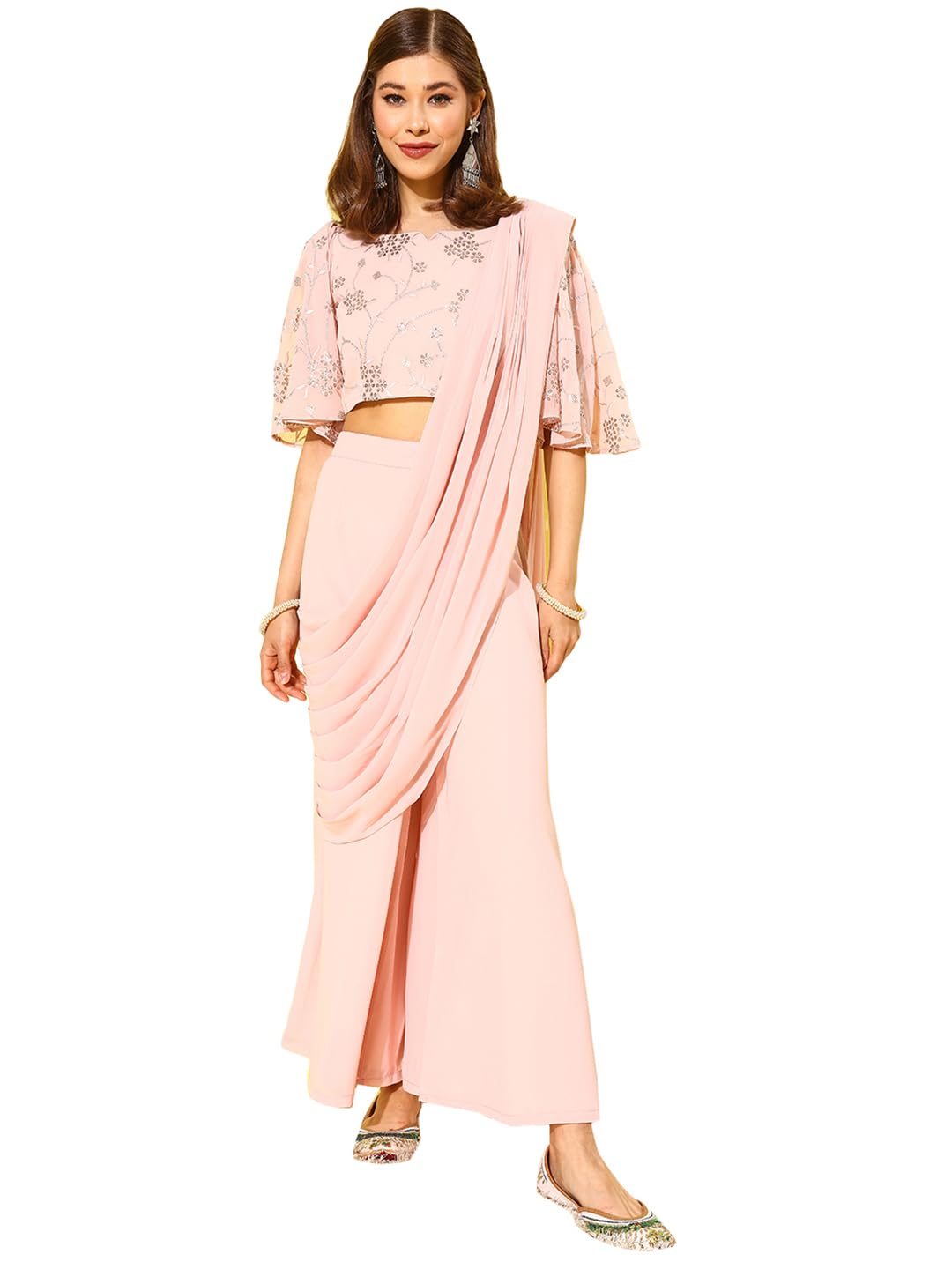 Libas WomenS Georgette Saree (34448_Pink)