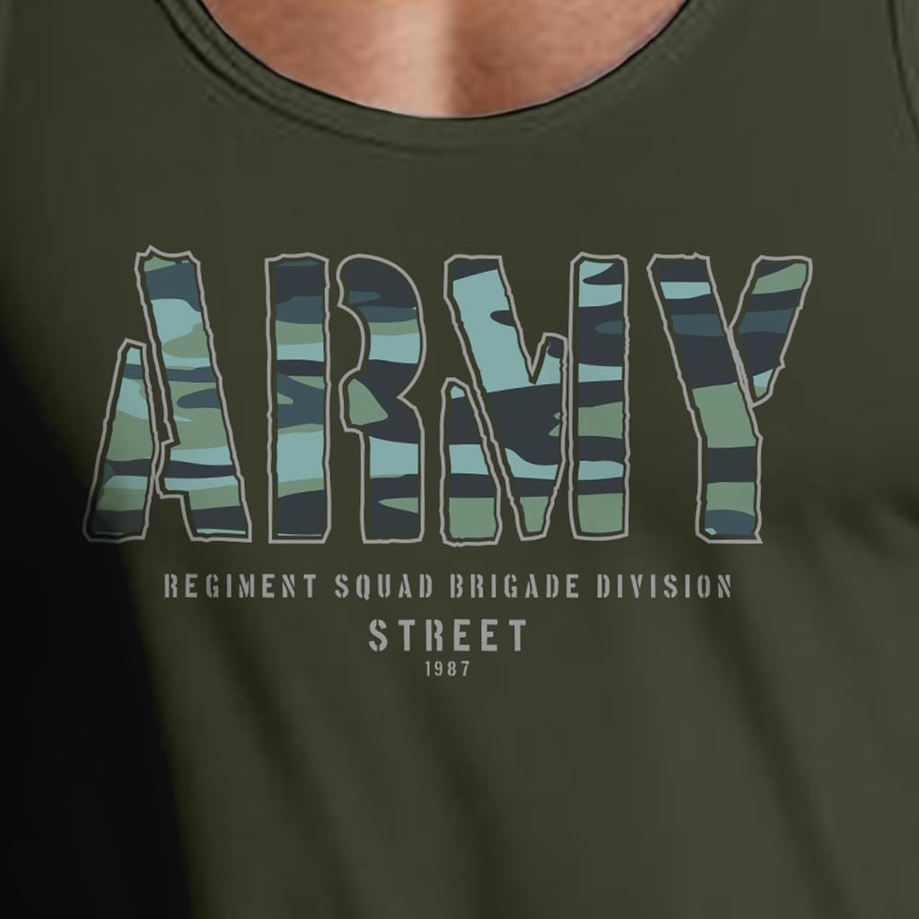 Peppyzone Mens Printed Regular Fit Vest (TT-ArmyP-1092_Olive