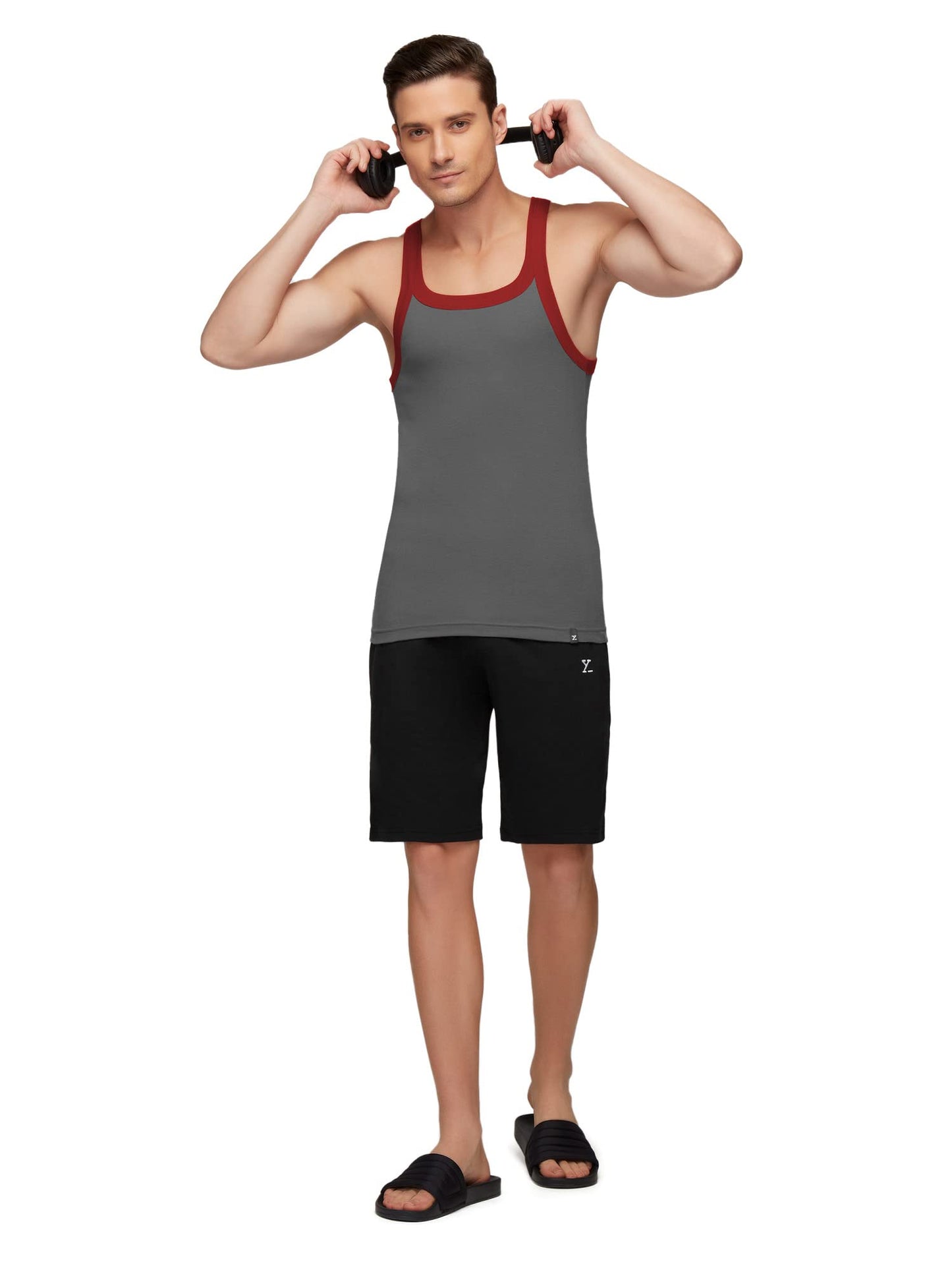 XYXX Mens Super Combed Cotton Square Neck Knitted Vest - High Moisture Absorbing Innerwear for Men with Anti-Bacterial Silver F