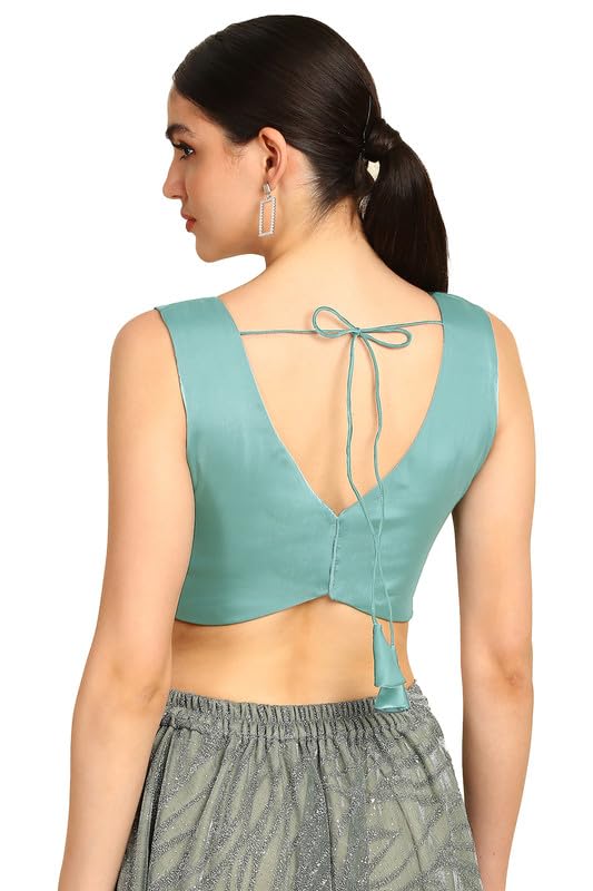 Soch Womens Powder Blue V-Neck Princess Line Tissue Padded Blouse