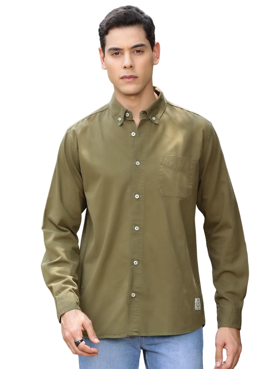 Thomas Scott Mens | Full Sleeve | Solid | Slim Fit | 100% Cotton | Spread Collar | Casual Shirts (Available in Plus Size) (Olive