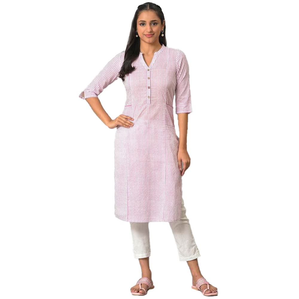 Aurelia Purple Solid Cotton Regular Kurta for Women