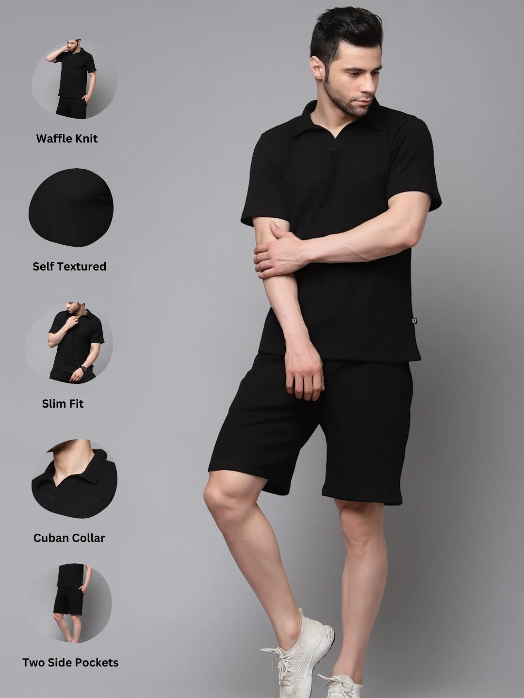 Rigo Waffle Knit Self Textured Co-Ord Set For MenS | Night Suit Set For MenS | Lounge-Wear Nightdress Pajama Set For MenS | N