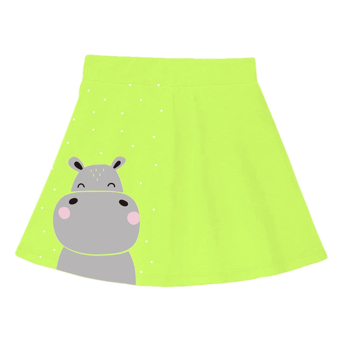 Kyda KidsGirls Cotton Printed Skirt Attached With Inner Lycra Shorts(Pack Of 1) Neon