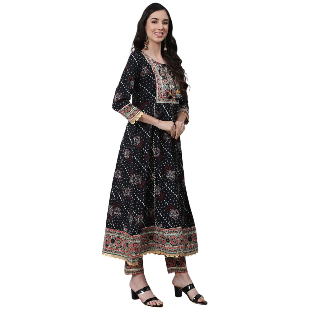 anubhutee Women's Cotton Kurta Palazzo with Dupatta Set