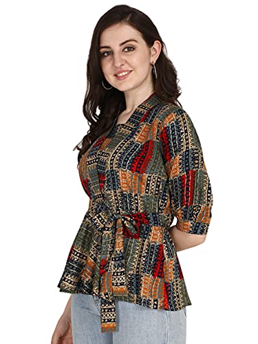 GRECIILOOKS Striped Jeans Rayon One Piece Western Tops for Women Stylish