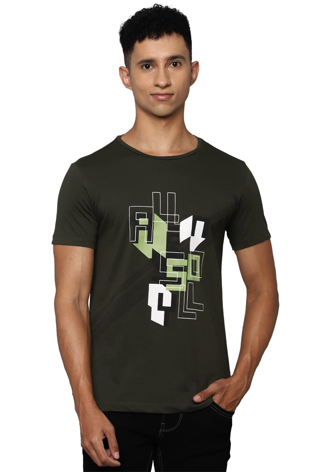 Allen Solly Men Printed Graphic Crew Neck T-Shirt