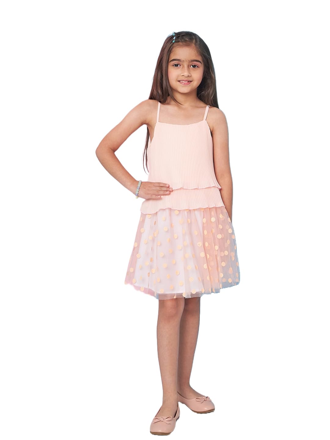 Pspeaches Poly Georgette Western Skirt Set Peach