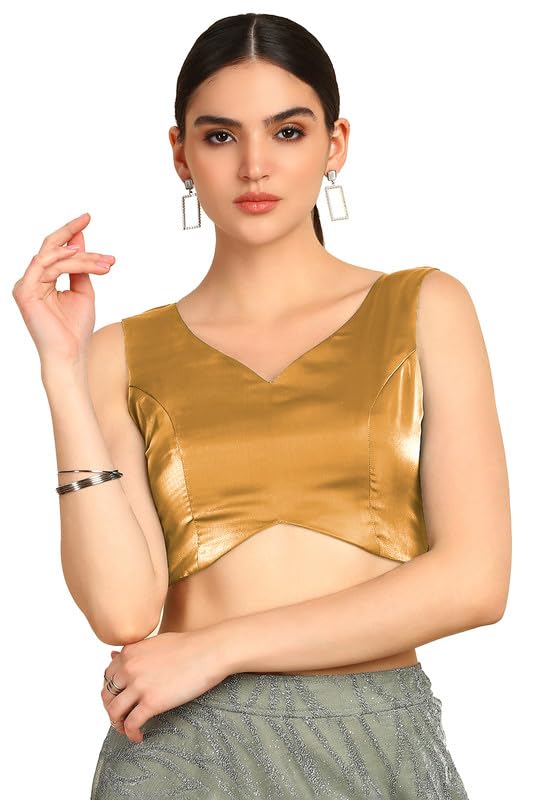 Soch Womens Mustard V-Neck Princess Line Tissue Padded Blouse