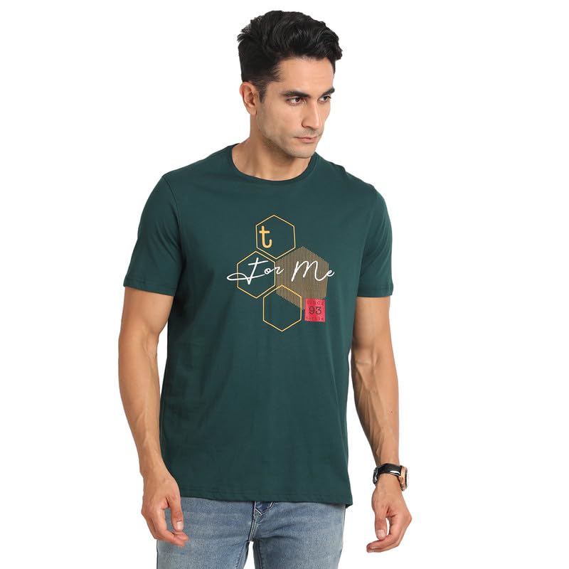 Turtle Men Knitted Green Half Sleeve Casual Solid Crew Neck Tshirt