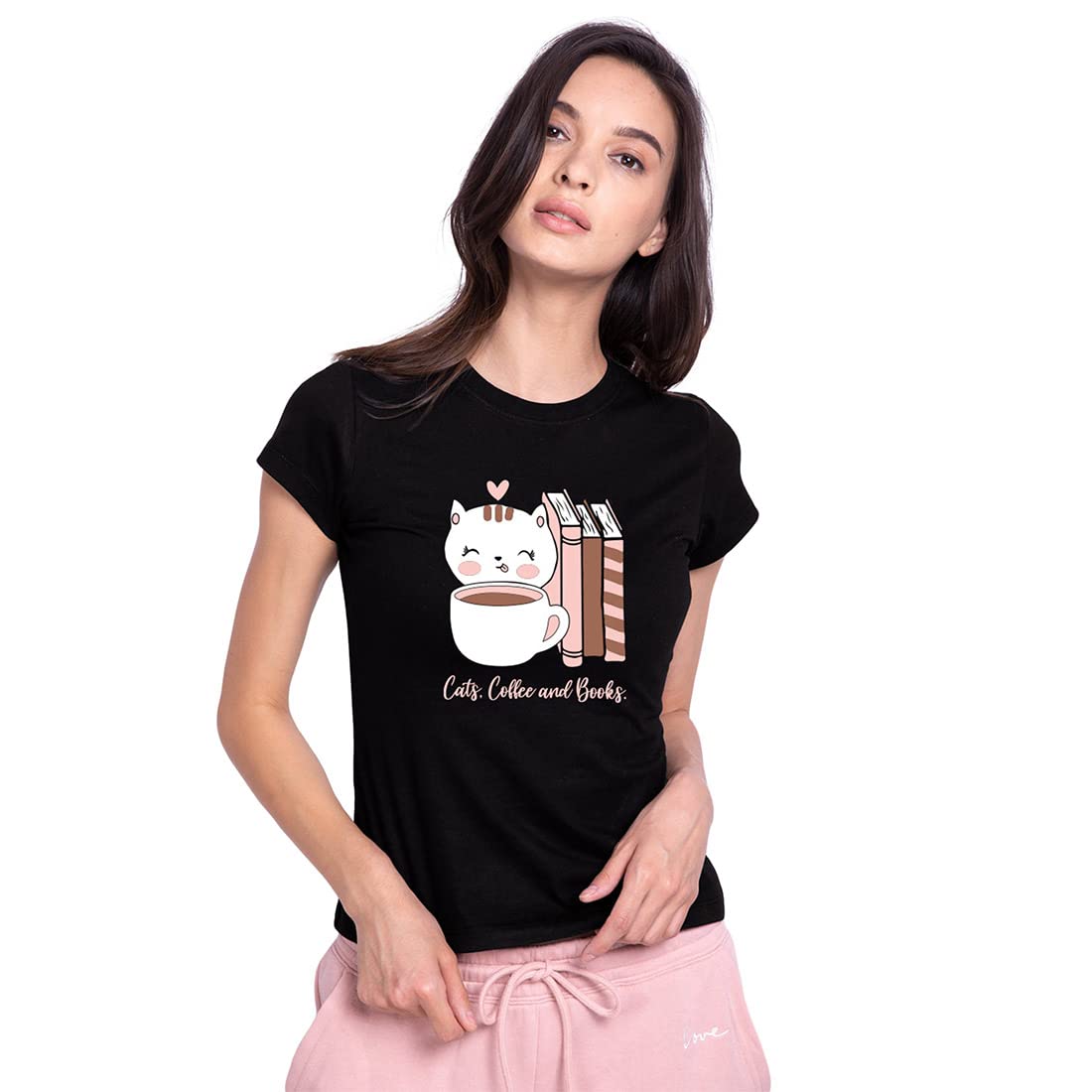 Bewakoof Womens Graphic Print Slim Fit Half Sleeve Round Neck Cotton T-Shirt