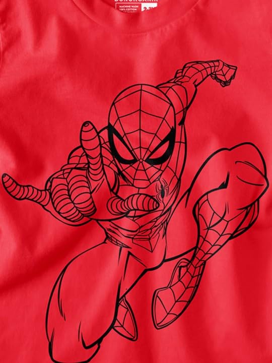 Bon Organik Boys Spiderman Graphic Printed Round Neck Cotton T-Shirt