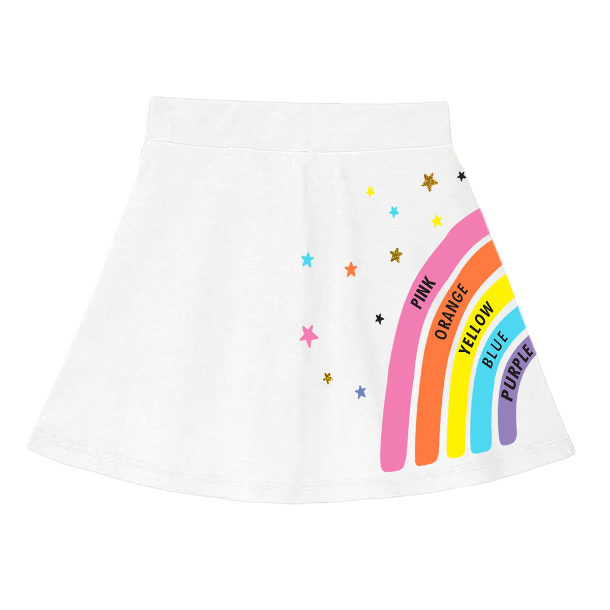 Kyda KidsGirls Cotton Printed Skirt Attached With Inner Lycra Shorts(Pack Of 1) White