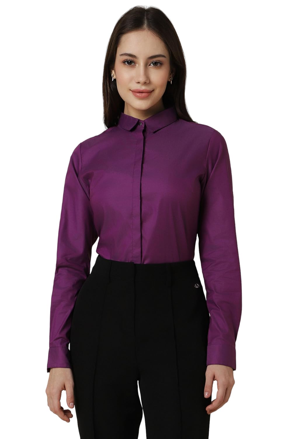 Allen Solly Women Regular Fit Formal Cotton Full Sleeve Stretch T-Shirt